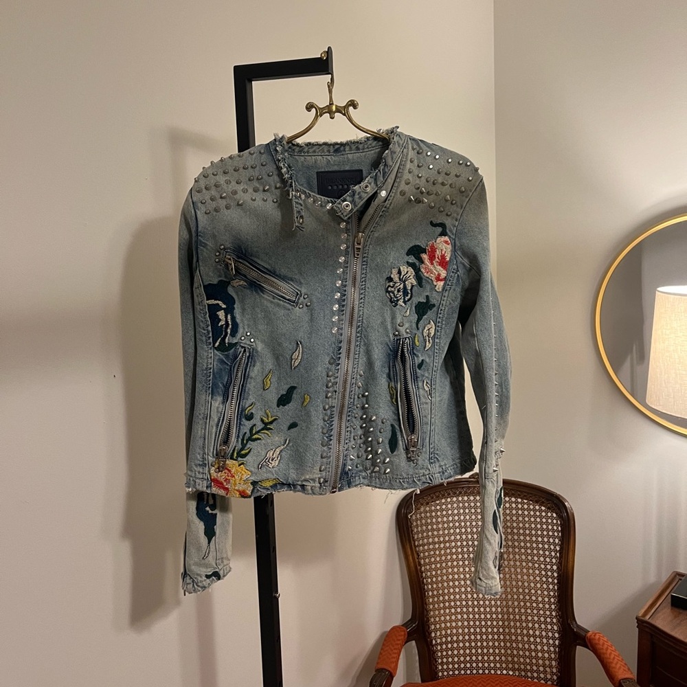 Floral denim jacket